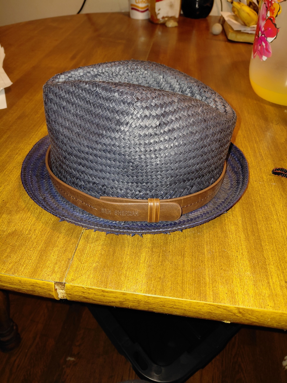 Ben Sherman Black Woven Hat with White Brand Tag